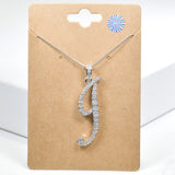 98894, SILVER INITIAL CUBIC ZIRCONIA PENDANT NECKLACE