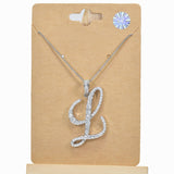 98894, SILVER INITIAL CUBIC ZIRCONIA PENDANT NECKLACE