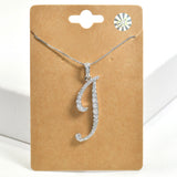 98894, SILVER INITIAL CUBIC ZIRCONIA PENDANT NECKLACE