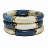 98898, CELLULOID ACETATE TUBE MULTI LAYERED STRETCH BRACELET