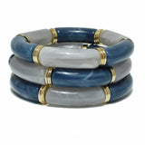 98898, CELLULOID ACETATE TUBE MULTI LAYERED STRETCH BRACELET