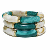 98898, CELLULOID ACETATE TUBE MULTI LAYERED STRETCH BRACELET