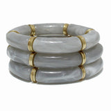 98898, CELLULOID ACETATE TUBE MULTI LAYERED STRETCH BRACELET