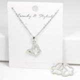 98900, BUTTERFLY PEARL PENDANT STAINLESS STEEL NECKLACE