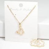 98900, BUTTERFLY PEARL PENDANT STAINLESS STEEL NECKLACE