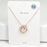 98903, ROUND CUBIC ZIRCONIA PENDANT NECKLACE