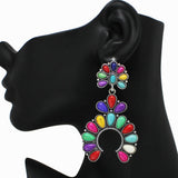 98904, WESTERN SQUASH BLOSSOM TURQUOISE STONE EARRING
