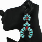 98904, WESTERN SQUASH BLOSSOM TURQUOISE STONE EARRING
