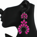98904, WESTERN SQUASH BLOSSOM TURQUOISE STONE EARRING
