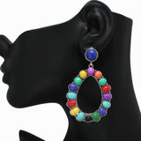 98905, WESTERN TEARDROP TURQUOISE STONE EARRING