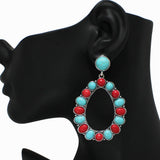 98905, WESTERN TEARDROP TURQUOISE STONE EARRING