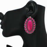 98906, WESTERN OVAL TURQUOISE STONE EARRING
