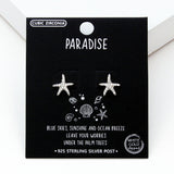 98910, WHITE GOLD DIPPED, STARFISH CUBIC ZIRCONIA STUD EARRING/925 STERLING SILVER POST