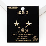 98910, GOLD DIPPED, STARFISH CUBIC ZIRCONIA STUD EARRING/925 STERLING SILVER POST