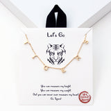 98919, GOLD DIPPED, "LET'S GO" TIGER INITIAL CHARM STATION NECKLACE