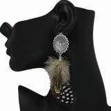 98934, WESTERN CONCHO WITH FEATHER EARRING
