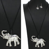98948, ELEPHANT METAL LONG PENDANT NECKLACE