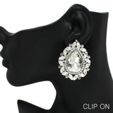 98951, TEARDROP RHINESTONE ACCENT CLIP ON EARRING