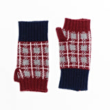 99002, PLAID FINGERLESS KNIT GLOVES