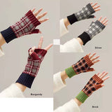 99002, PLAID FINGERLESS KNIT GLOVES