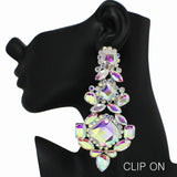 99005, OVERSIZED RHINESTONE EVENING CLIP ON EARRING