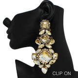 99005, OVERSIZED RHINESTONE EVENING CLIP ON EARRING