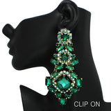 99005, OVERSIZED RHINESTONE EVENING CLIP ON EARRING