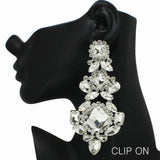 99005, OVERSIZED RHINESTONE EVENING CLIP ON EARRING
