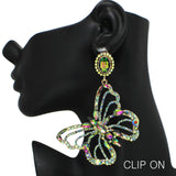 99006, OVERSIZED BUTTERFLY RHINESTONE EVENING CLIP ON EARRING