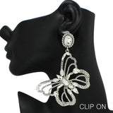 99006, OVERSIZED BUTTERFLY RHINESTONE EVENING CLIP ON EARRING