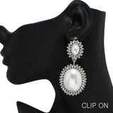 99006, OVAL PEARL WITH CRYSTAL RHINESTONE EARRING