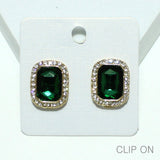 99007, GEOMETRIC RHINESTONE CLIP ON EARRING