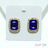 99007, GEOMETRIC RHINESTONE CLIP ON EARRING