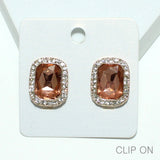 99007, GEOMETRIC RHINESTONE CLIP ON EARRING