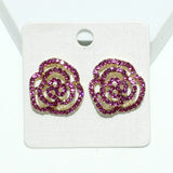 99008, ROSE FLOWER CRYSTAL RHINESTONE EARRING