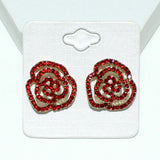 99008, ROSE FLOWER CRYSTAL RHINESTONE EARRING