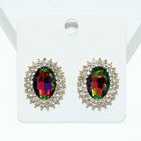 99009, OVAL ACCENT CRYSTAL RHINESTONE EARRING