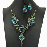 99013, FLOWER LEAF ENAMEL NECKLACE