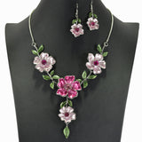 99013, FLOWER LEAF ENAMEL NECKLACE