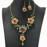 99013, FLOWER LEAF ENAMEL NECKLACE