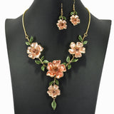 99013, FLOWER LEAF ENAMEL NECKLACE