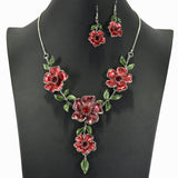 99013, FLOWER LEAF ENAMEL NECKLACE