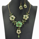 99013, FLOWER LEAF ENAMEL NECKLACE