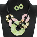 99016, HAMMERED ROUND CELLULOID ACETATE NECKLACE