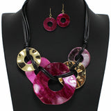 99016, HAMMERED ROUND CELLULOID ACETATE NECKLACE