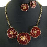 99018, TRIPLE FLOWER ENAMEL NECKLACE