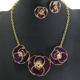 99018, TRIPLE FLOWER ENAMEL NECKLACE