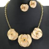 99018, TRIPLE FLOWER ENAMEL NECKLACE