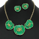 99018, TRIPLE FLOWER ENAMEL NECKLACE