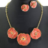 99018, TRIPLE FLOWER ENAMEL NECKLACE